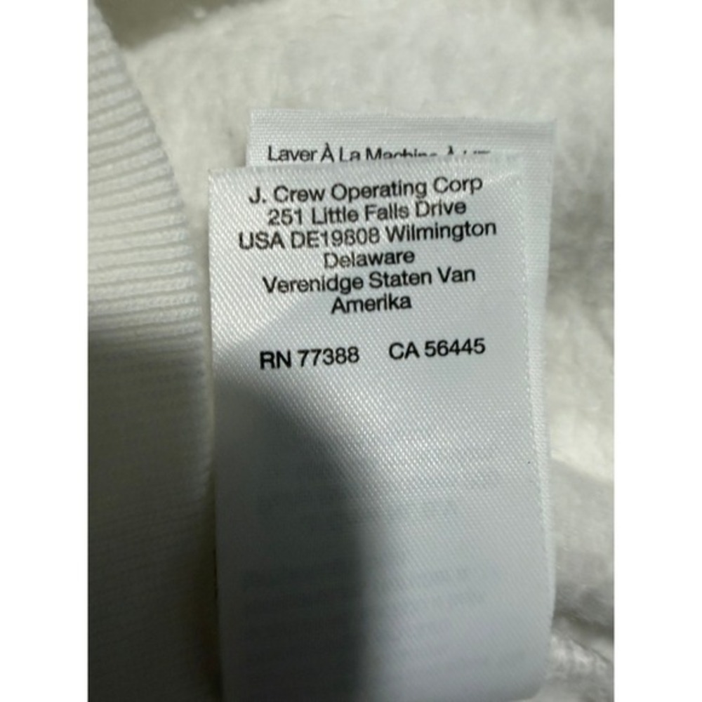 Madewell Crewneck Varsity Sweatshirt White Light Blue Stripe Fleece Knit S - Picture 7 of 11